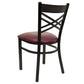Hercules Series Black ''X'' Back Metal Restaurant Chair - Burgundy Vinyl Seat By Flash Furniture | Dining Chairs | Modishstore - 3
