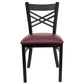 Hercules Series Black ''X'' Back Metal Restaurant Chair - Burgundy Vinyl Seat By Flash Furniture | Dining Chairs | Modishstore - 4