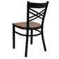 Hercules Series Black ''X'' Back Metal Restaurant Chair - Cherry Wood Seat By Flash Furniture | Dining Chairs | Modishstore - 3