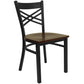 Hercules Series Black ''X'' Back Metal Restaurant Chair - Mahogany Wood Seat By Flash Furniture | Dining Chairs | Modishstore - 1