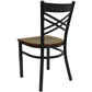 Hercules Series Black ''X'' Back Metal Restaurant Chair - Mahogany Wood Seat By Flash Furniture | Dining Chairs | Modishstore - 3