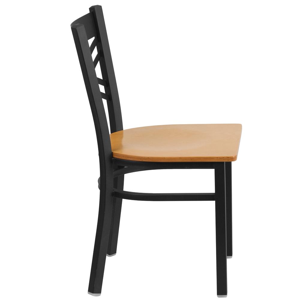 Hercules Series Black ''X'' Back Metal Restaurant Chair - Natural Wood Seat By Flash Furniture | Dining Chairs | Modishstore - 2