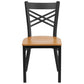 Hercules Series Black ''X'' Back Metal Restaurant Chair - Natural Wood Seat By Flash Furniture | Dining Chairs | Modishstore - 4