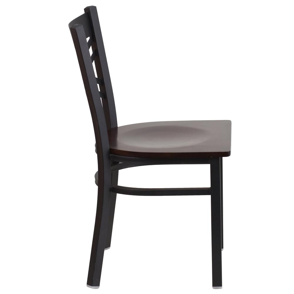 Hercules Series Black ''X'' Back Metal Restaurant Chair - Walnut Wood Seat By Flash Furniture | Dining Chairs | Modishstore - 2
