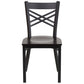 Hercules Series Black ''X'' Back Metal Restaurant Chair - Walnut Wood Seat By Flash Furniture | Dining Chairs | Modishstore - 4