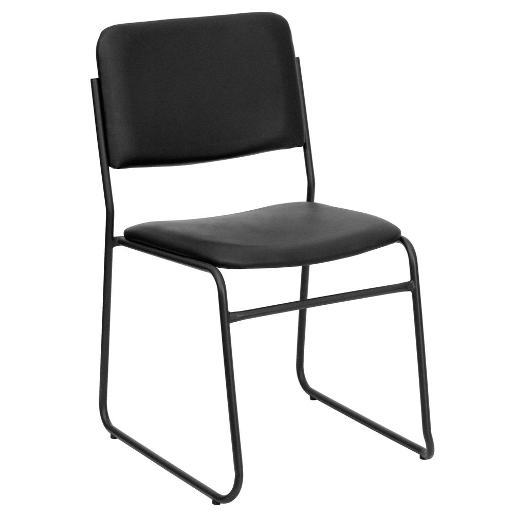 Hercules Series 500 Lb. Capacity High Density Black Vinyl Stacking Chair With Sled Base By Flash Furniture | Side Chairs | Modishstore - 2