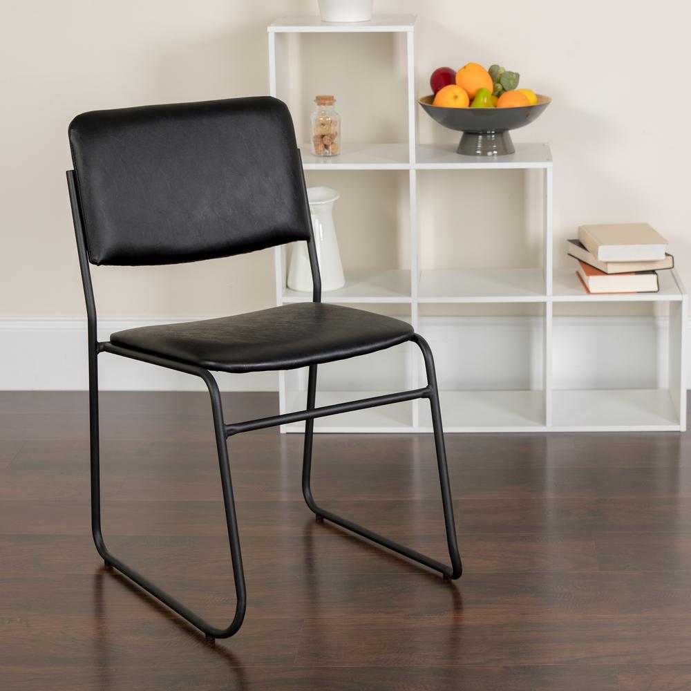 Hercules Series 500 Lb. Capacity High Density Black Vinyl Stacking Chair With Sled Base By Flash Furniture | Side Chairs | Modishstore - 1