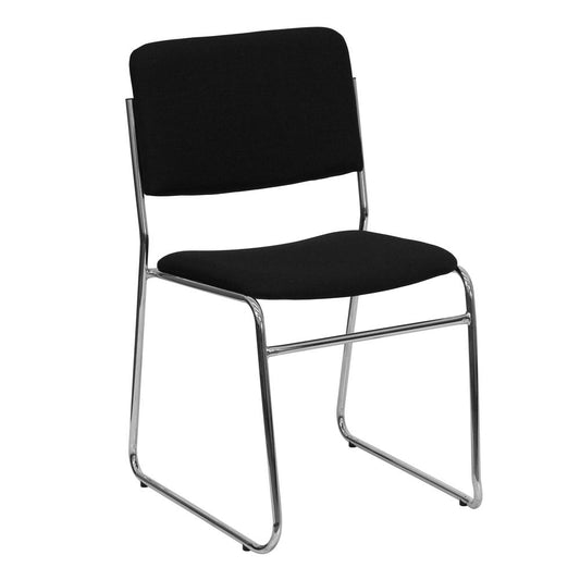 Hercules Series 500 Lb. Capacity Black Fabric High Density Stacking Chair With Chrome Sled Base By Flash Furniture | Side Chairs | Modishstore