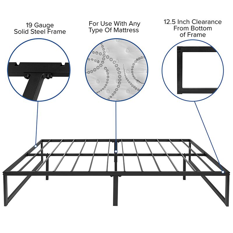 14 Inch Metal Platform Bed Frame With 10 Inch Pocket Spring Mattress In A Box (No Box Spring Required) - Full By Flash Furniture | Beds | Modishstore - 4