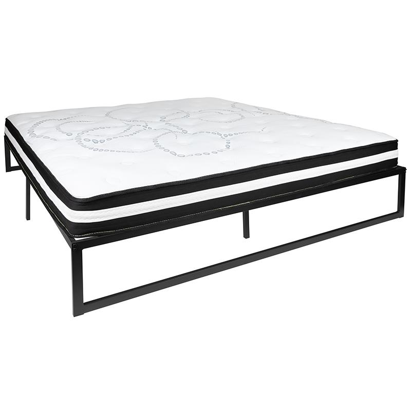 14 Inch Metal Platform Bed Frame With 10 Inch Pocket Spring Mattress In A Box (No Box Spring Required) - King By Flash Furniture | Beds | Modishstore - 2