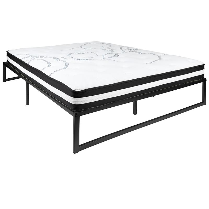 14 Inch Metal Platform Bed Frame With 10 Inch Pocket Spring Mattress In A Box (No Box Spring Required) - Queen By Flash Furniture | Beds | Modishstore - 2