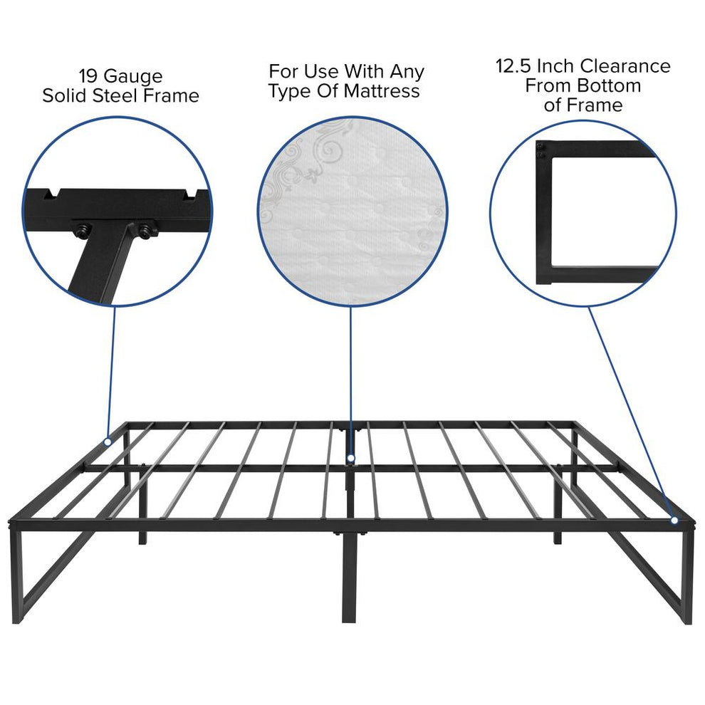 14 Inch Metal Platform Bed Frame With 12 Inch Memory Foam Pocket Spring Mattress In A Box (No Box Spring Required) - Full By Flash Furniture | Beds | Modishstore - 4