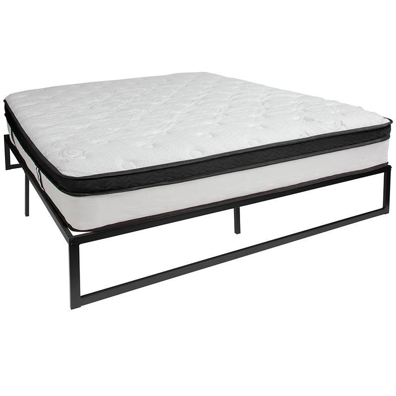 14 Inch Metal Platform Bed Frame With 12 Inch Memory Foam Pocket Spring Mattress In A Box (No Box Spring Required) - King By Flash Furniture | Beds | Modishstore - 2