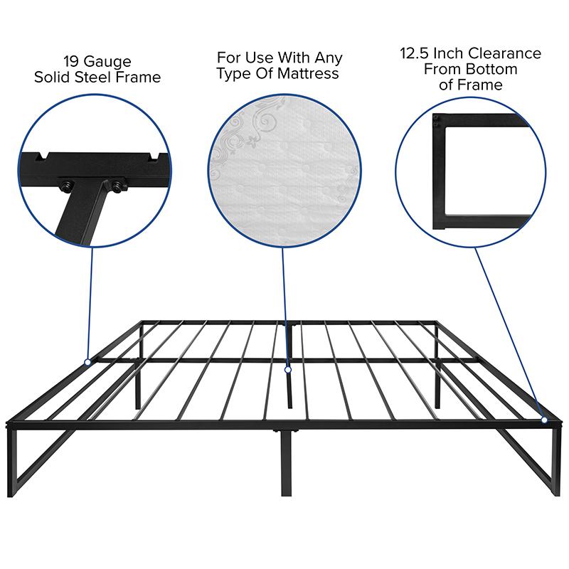 14 Inch Metal Platform Bed Frame With 12 Inch Memory Foam Pocket Spring Mattress In A Box (No Box Spring Required) - King By Flash Furniture | Beds | Modishstore - 4