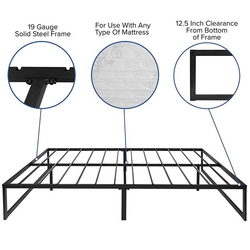 14 Inch Metal Platform Bed Frame With 12 Inch Memory Foam Pocket Spring Mattress In A Box (No Box Spring Required) - Queen By Flash Furniture | Beds | Modishstore - 4