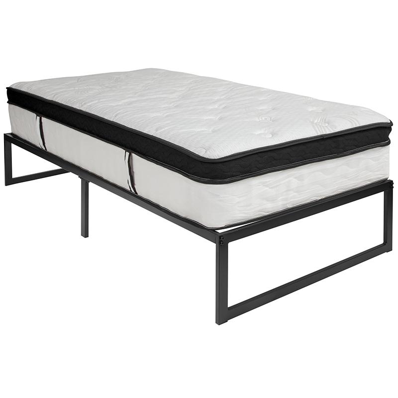 14 Inch Metal Platform Bed Frame With 12 Inch Memory Foam Pocket Spring Mattress In A Box (No Box Spring Required) - Twin By Flash Furniture | Beds | Modishstore - 2