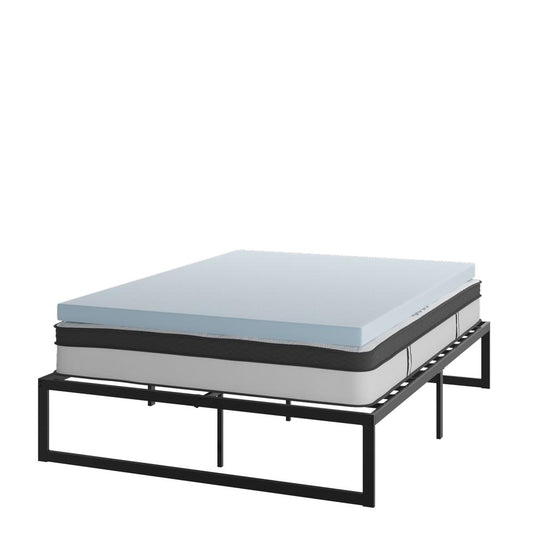 14 Inch Metal Platform Bed Frame With 10 Inch Pocket Spring Mattress In A Box And 3 Inch Cool Gel Memory Foam Topper - Queen By Flash Furniture | Beds | Modishstore
