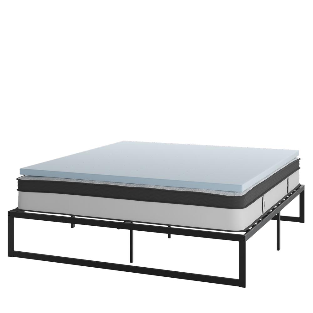 14 Inch Metal Platform Bed Frame With 12 Inch Pocket Spring Mattress In A Box And 2 Inch Cool Gel Memory Foam Topper - King By Flash Furniture | Beds | Modishstore - 1