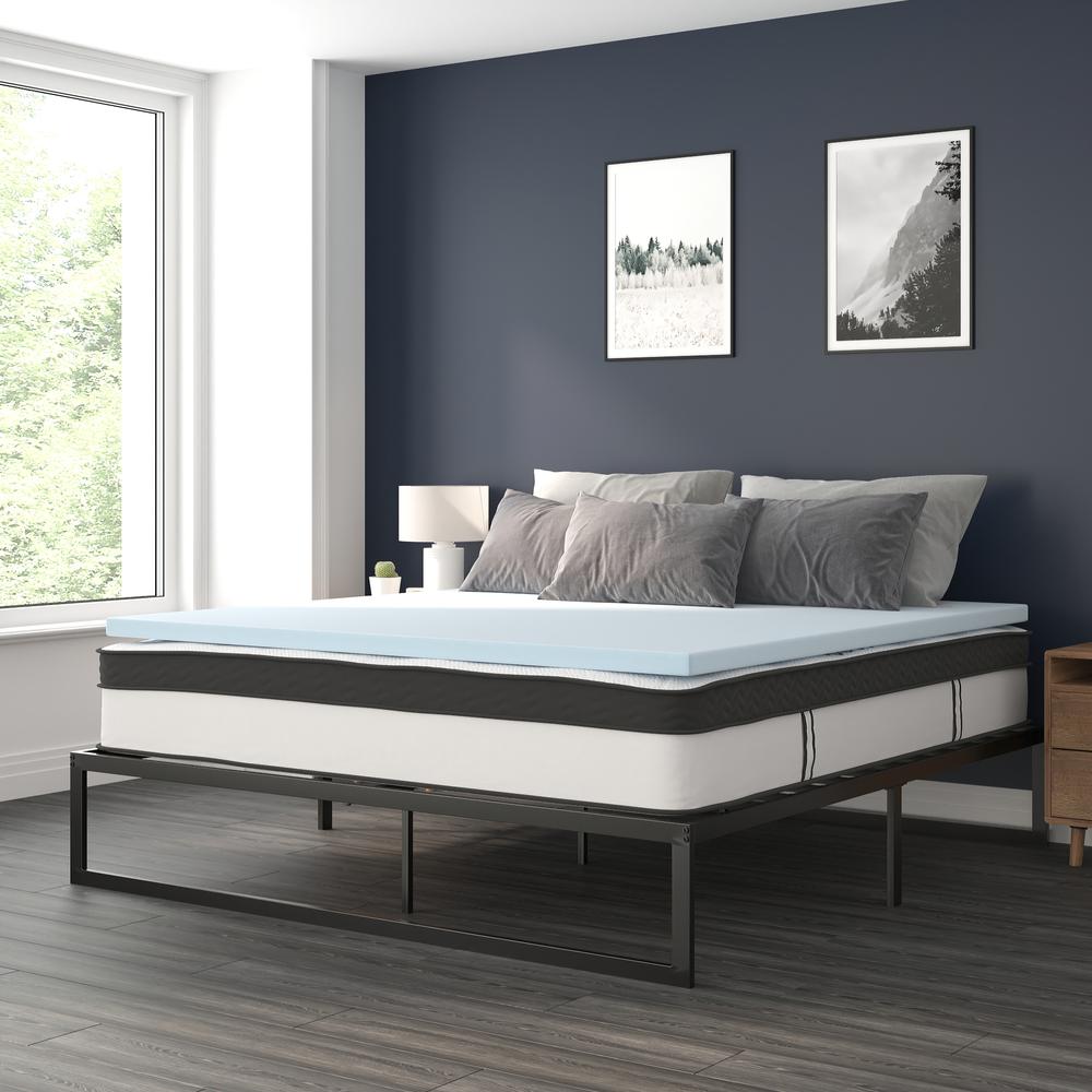 14 Inch Metal Platform Bed Frame With 12 Inch Pocket Spring Mattress In A Box And 2 Inch Cool Gel Memory Foam Topper - King By Flash Furniture | Beds | Modishstore - 2