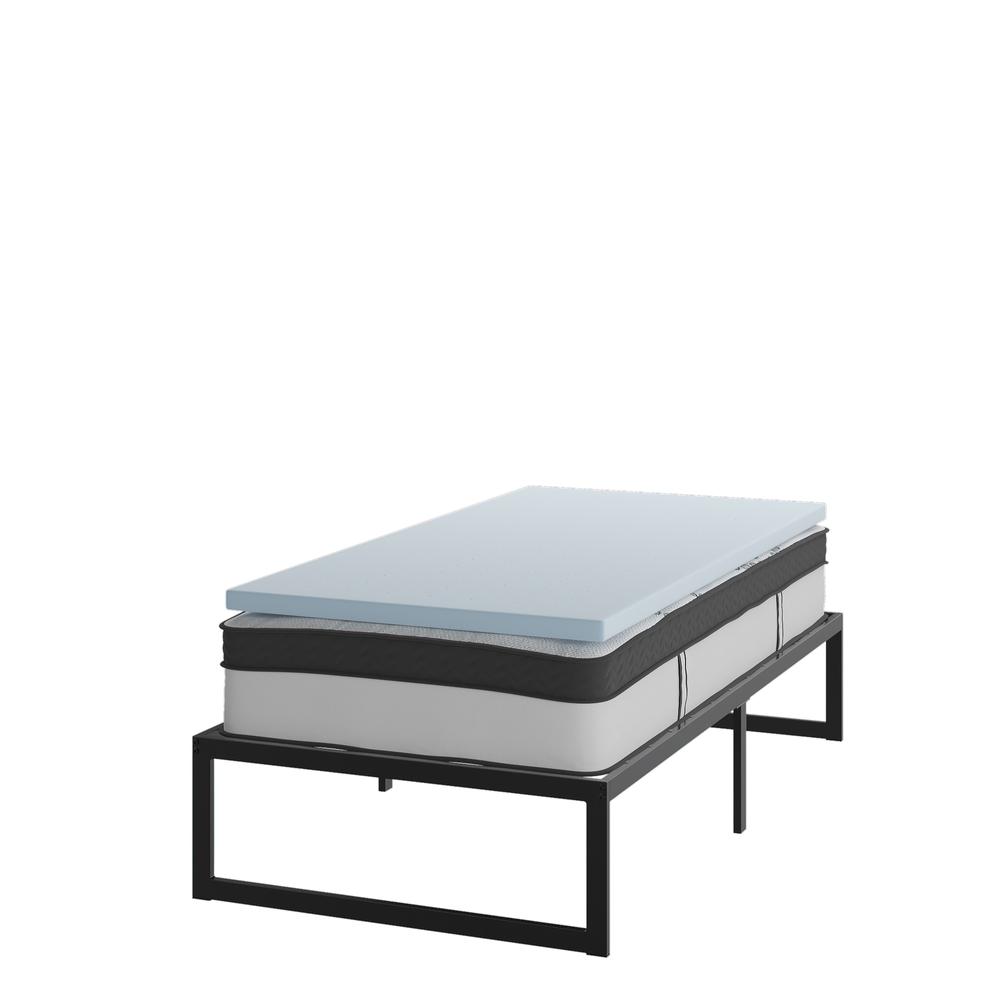 14 Inch Metal Platform Bed Frame With 12 Inch Pocket Spring Mattress In A Box And 2 Inch Cool Gel Memory Foam Topper - Twin By Flash Furniture | Beds | Modishstore