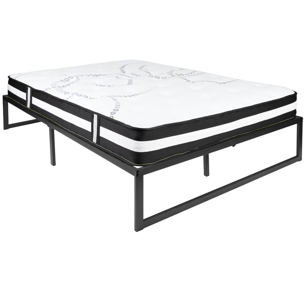 14 Inch Metal Platform Bed Frame With 12 Inch Pocket Spring Mattress In A Box (No Box Spring Required) - Full By Flash Furniture | Beds | Modishstore - 2