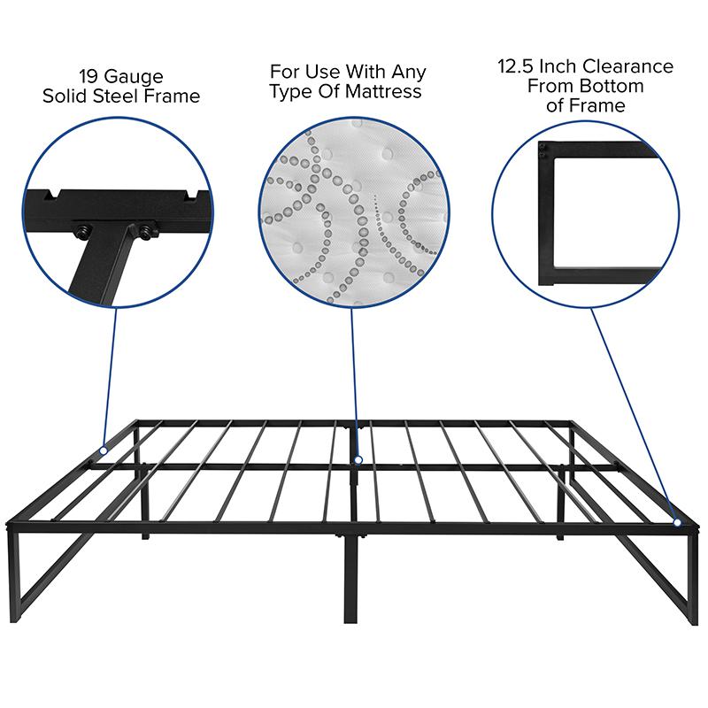 14 Inch Metal Platform Bed Frame With 12 Inch Pocket Spring Mattress In A Box (No Box Spring Required) - Queen By Flash Furniture | Beds | Modishstore - 4