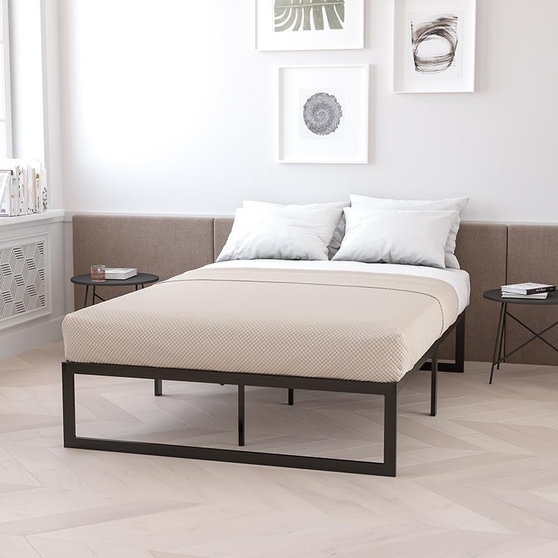 14 Inch Metal Platform Bed Frame With 12 Inch Pocket Spring Mattress In A Box (No Box Spring Required) - Queen By Flash Furniture | Beds | Modishstore - 1