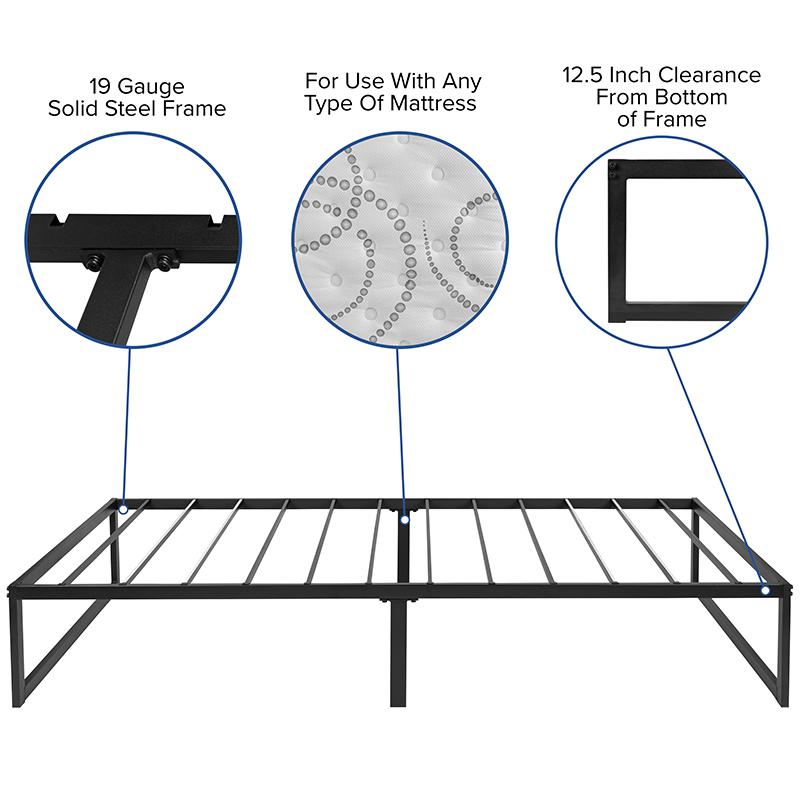 14 Inch Metal Platform Bed Frame With 12 Inch Pocket Spring Mattress In A Box (No Box Spring Required) - Twin By Flash Furniture | Beds | Modishstore - 4