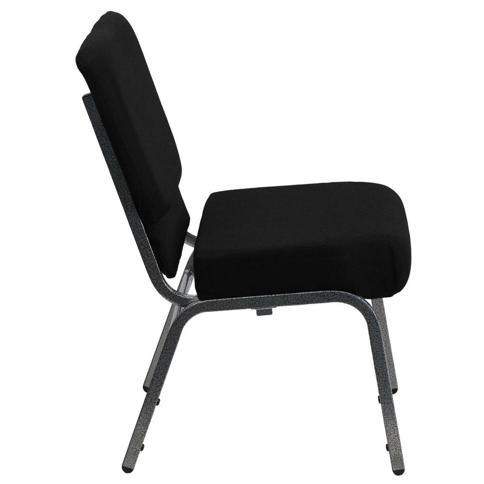 Hercules Series 21''W Stacking Church Chair In Black Fabric - Silver Vein Frame By Flash Furniture | Side Chairs | Modishstore - 2
