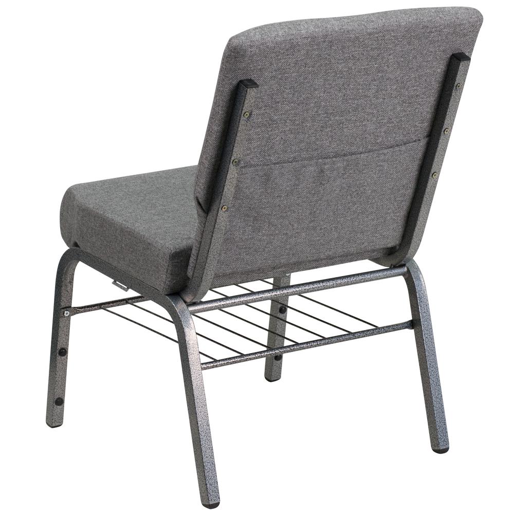 Hercules Series 21''W Church Chair In Gray Fabric With Book Rack - Silver Vein Frame By Flash Furniture | Side Chairs | Modishstore - 3