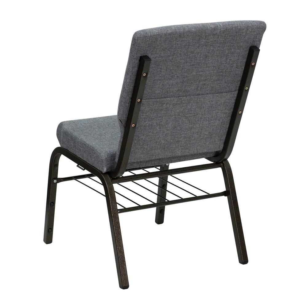 Hercules Series 18.5''W Church Chair In Gray Fabric With Book Rack - Gold Vein Frame By Flash Furniture | Side Chairs | Modishstore - 3