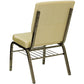 Hercules Series 18.5''W Church Chair In Beige Patterned Fabric With Book Rack - Gold Vein Frame By Flash Furniture | Side Chairs | Modishstore - 3
