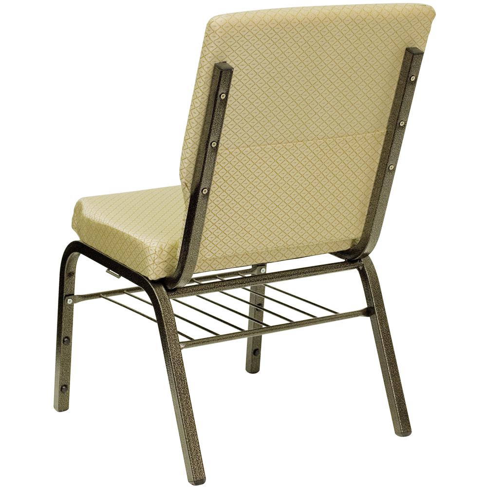Hercules Series 18.5''W Church Chair In Beige Patterned Fabric With Book Rack - Gold Vein Frame By Flash Furniture | Side Chairs | Modishstore - 3