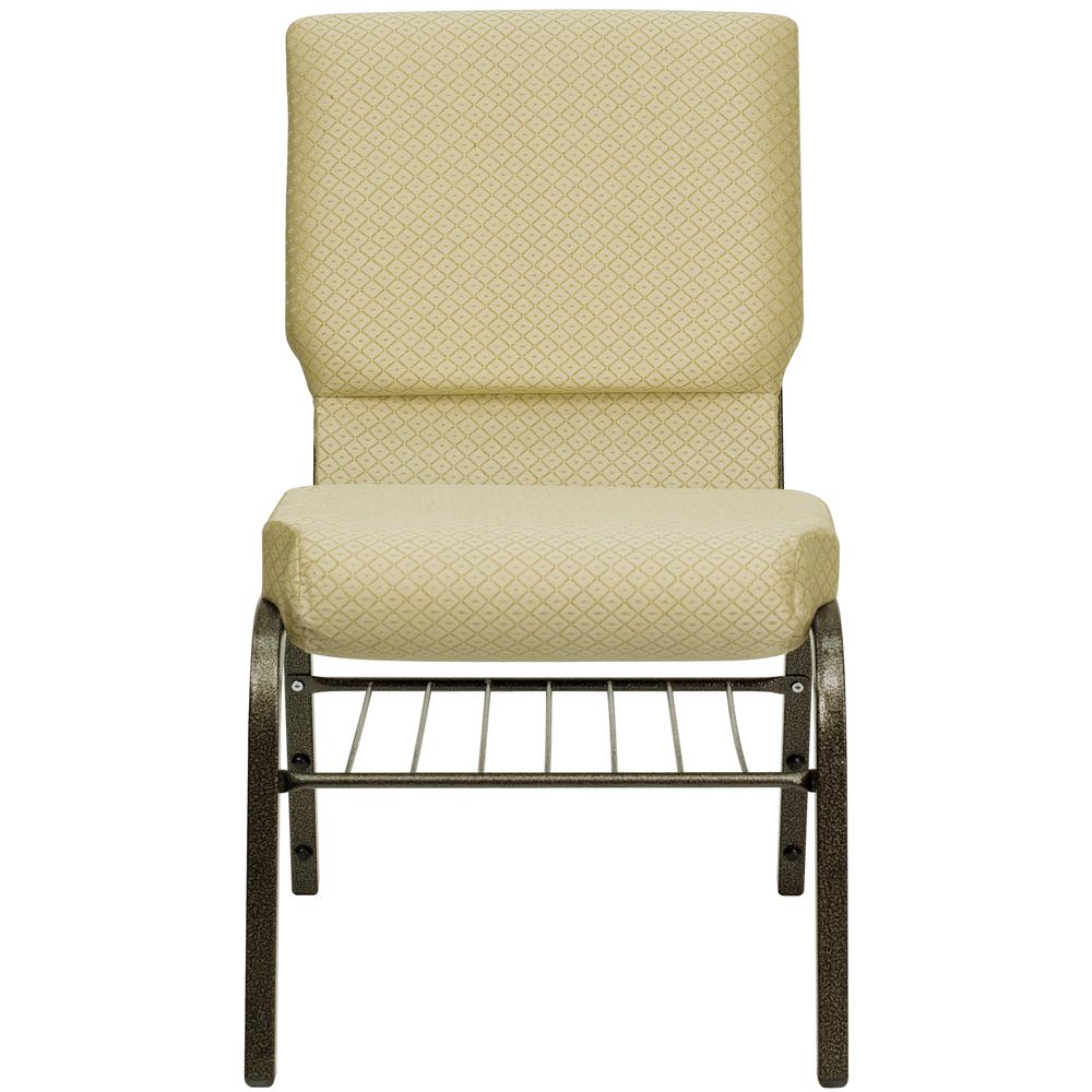 Hercules Series 18.5''W Church Chair In Beige Patterned Fabric With Book Rack - Gold Vein Frame By Flash Furniture | Side Chairs | Modishstore - 4