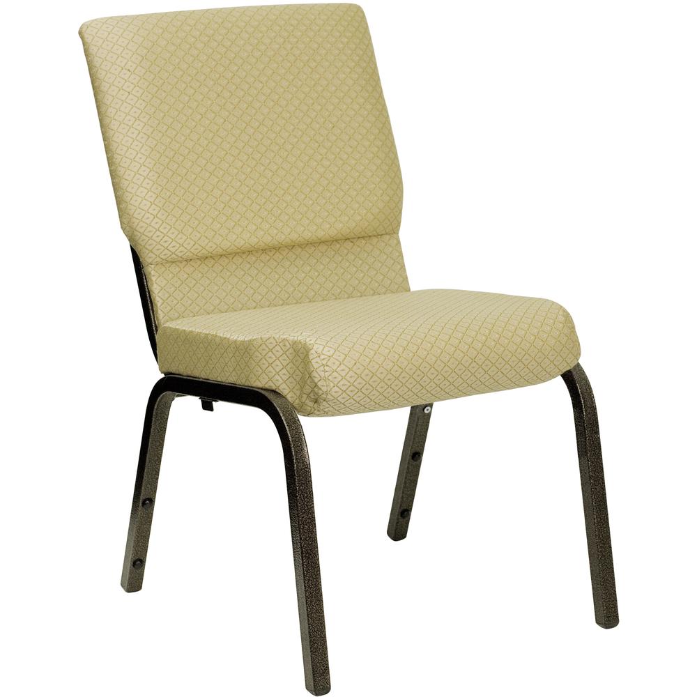 Hercules Series 18.5''W Stacking Church Chair In Beige Patterned Fabric - Gold Vein Frame By Flash Furniture | Side Chairs | Modishstore - 1