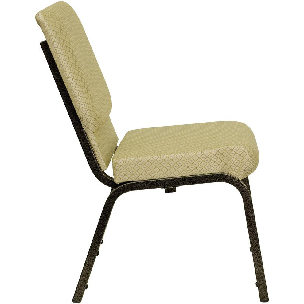Hercules Series 18.5''W Stacking Church Chair In Beige Patterned Fabric - Gold Vein Frame By Flash Furniture | Side Chairs | Modishstore - 2