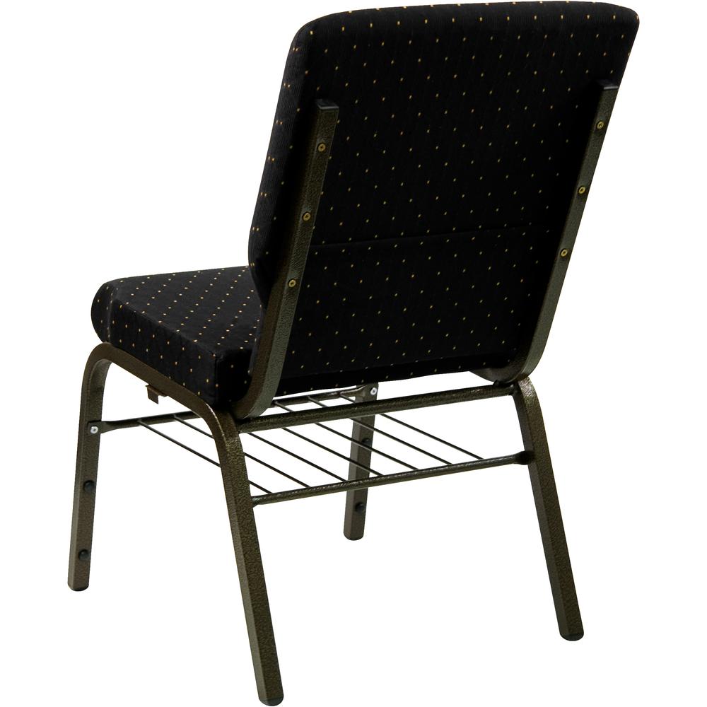 Hercules Series 18.5''W Church Chair In Black Dot Patterned Fabric With Book Rack - Gold Vein Frame By Flash Furniture | Side Chairs | Modishstore - 3