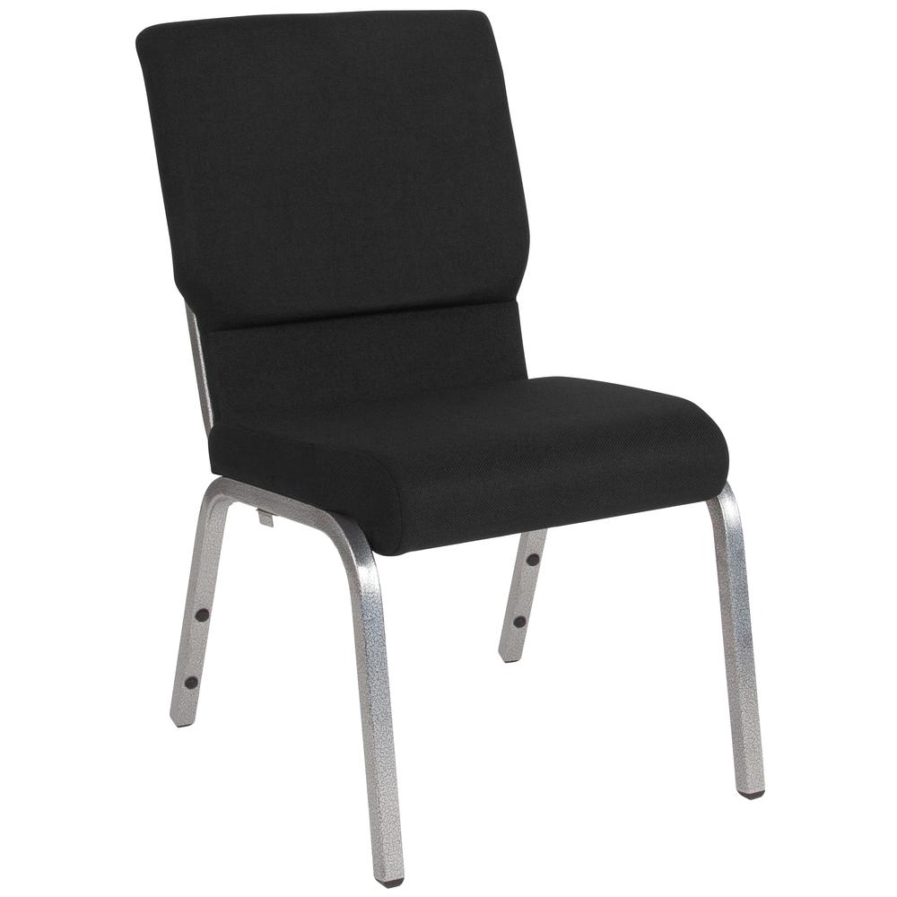 Hercules Series 18.5''W Stacking Church Chair In Black Fabric - Silver Vein Frame By Flash Furniture | Side Chairs | Modishstore