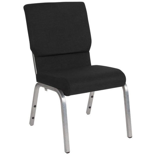 Hercules Series 18.5''W Stacking Church Chair In Black Fabric - Silver Vein Frame By Flash Furniture | Side Chairs | Modishstore - 1