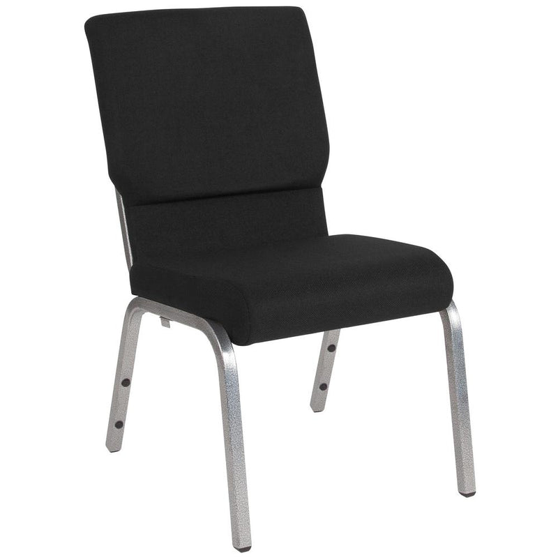 Hercules Series 18.5''W Stacking Church Chair In Black Fabric - Silver Vein Frame By Flash Furniture | Side Chairs | Modishstore - 1