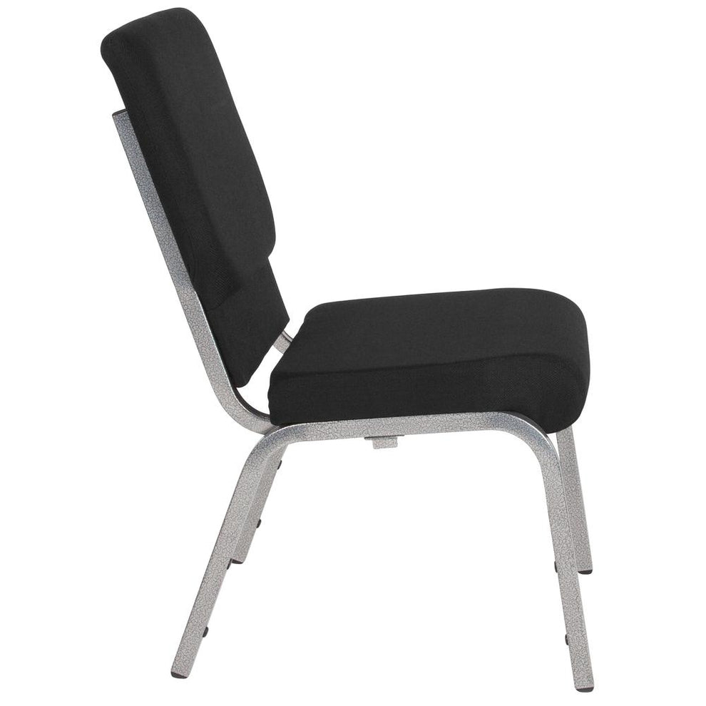 Hercules Series 18.5''W Stacking Church Chair In Black Fabric - Silver Vein Frame By Flash Furniture | Side Chairs | Modishstore - 2
