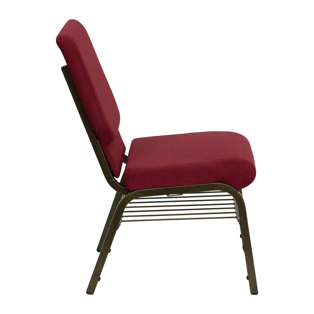 Hercules Series 18.5''W Church Chair In Burgundy Fabric With Book Rack - Gold Vein Frame By Flash Furniture | Side Chairs | Modishstore - 2