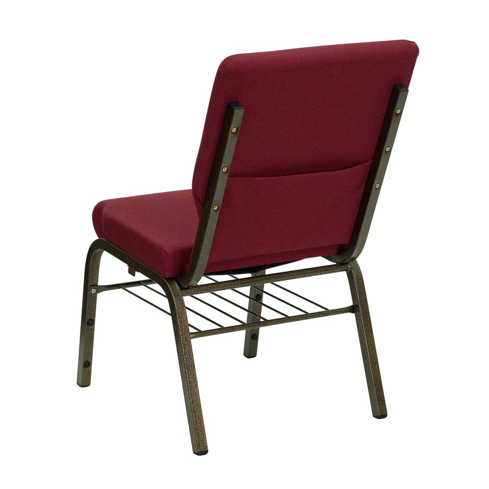 Hercules Series 18.5''W Church Chair In Burgundy Fabric With Book Rack - Gold Vein Frame By Flash Furniture | Side Chairs | Modishstore - 3