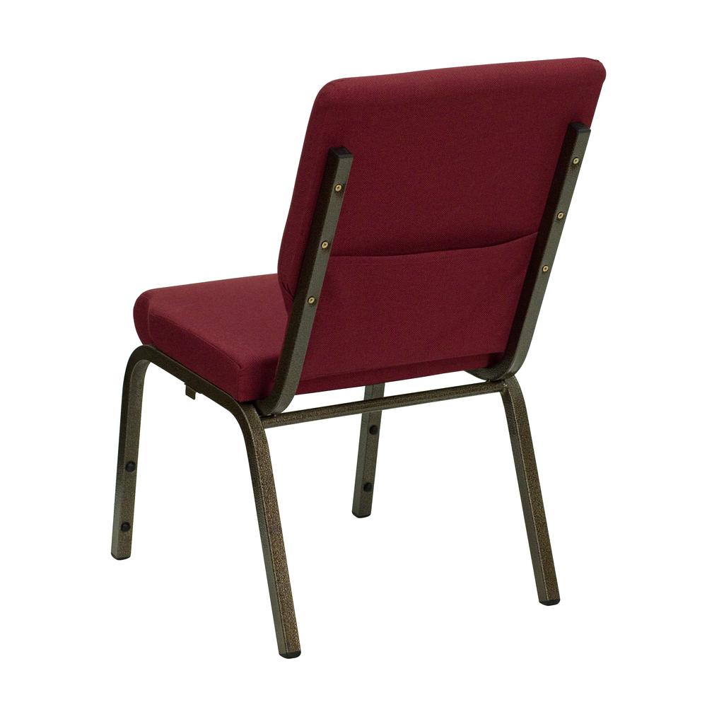 Hercules Series 18.5''W Stacking Church Chair In Burgundy Fabric - Gold Vein Frame By Flash Furniture | Side Chairs | Modishstore - 3