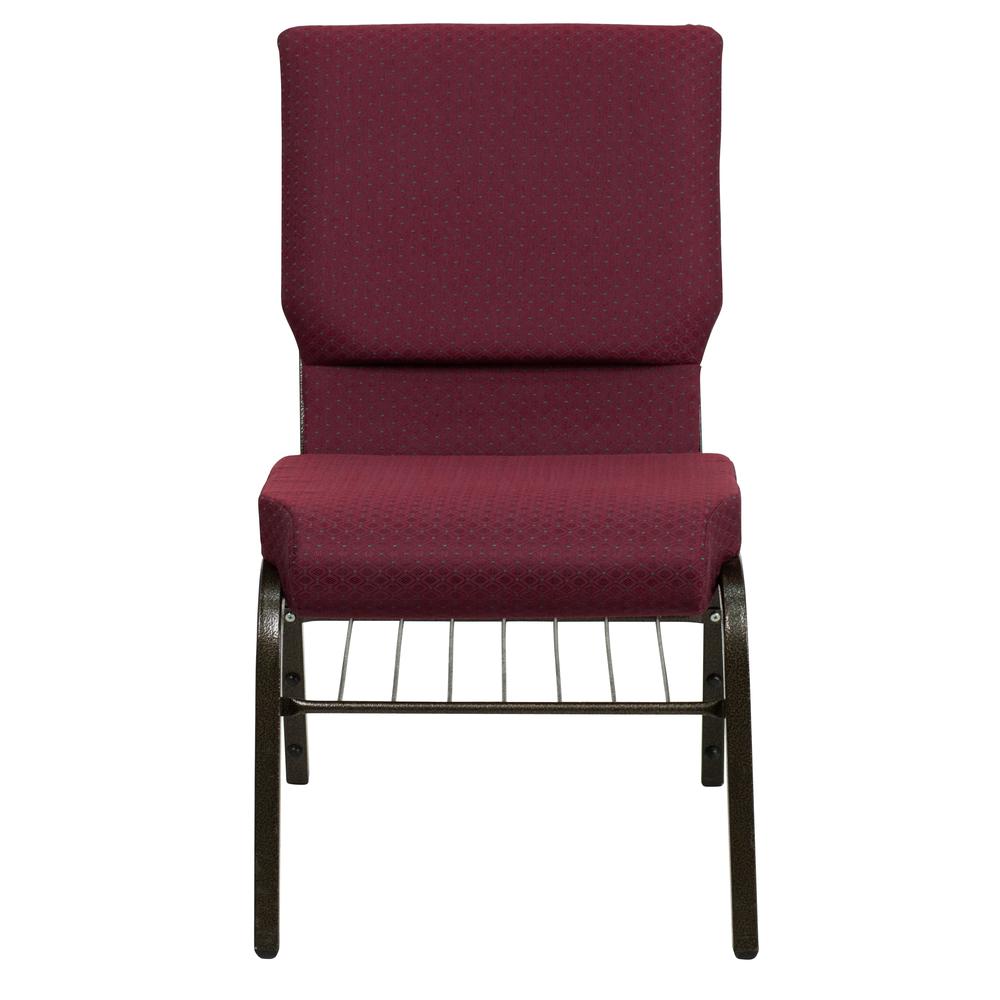 Hercules Series 18.5''W Church Chair In Burgundy Patterned Fabric With Book Rack - Gold Vein Frame By Flash Furniture | Side Chairs | Modishstore - 4