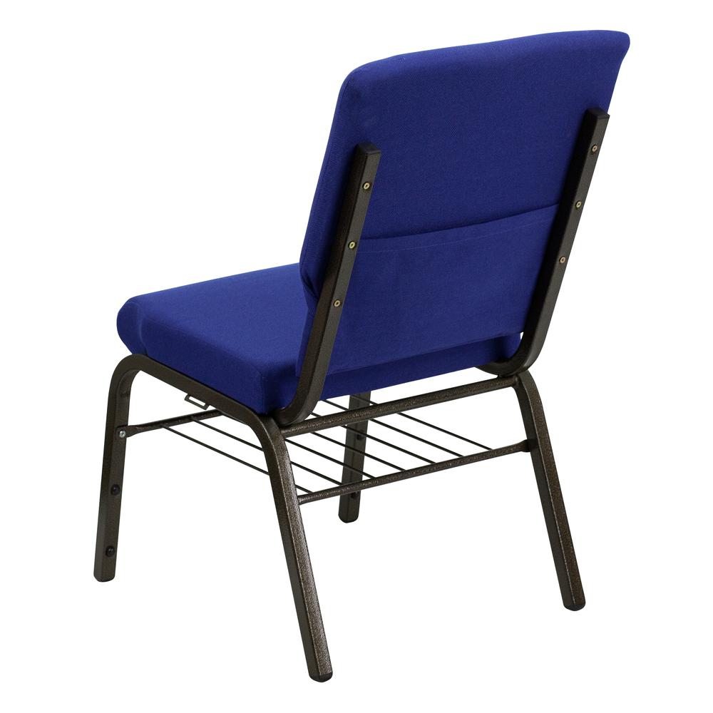 Hercules Series 18.5''W Church Chair In Navy Blue Fabric With Book Rack - Gold Vein Frame By Flash Furniture | Side Chairs | Modishstore - 3