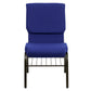 Hercules Series 18.5''W Church Chair In Navy Blue Fabric With Book Rack - Gold Vein Frame By Flash Furniture | Side Chairs | Modishstore - 4