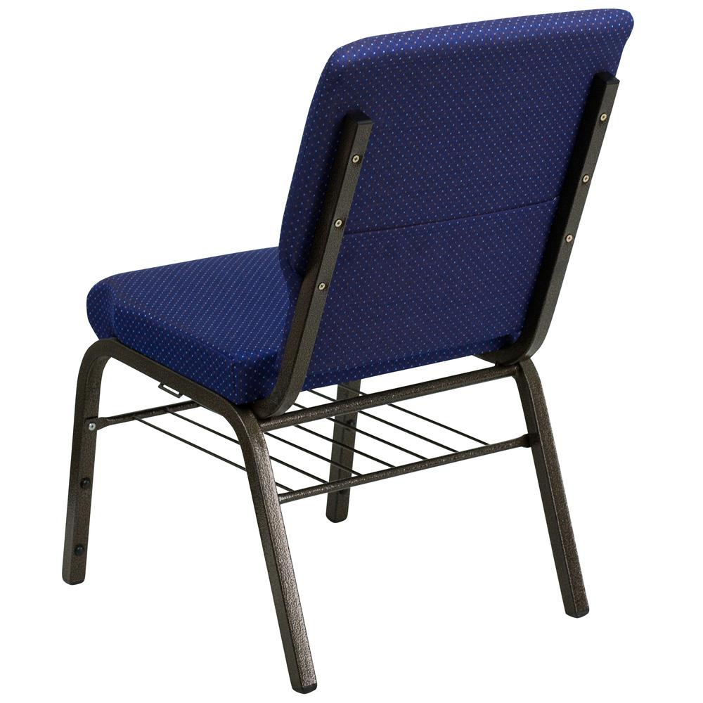 Hercules Series 18.5''W Church Chair In Navy Blue Patterned Fabric With Book Rack - Gold Vein Frame By Flash Furniture | Side Chairs | Modishstore - 3