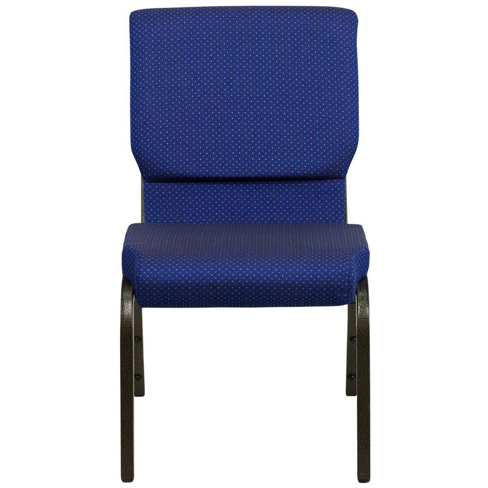 Hercules Series 18.5''W Stacking Church Chair In Navy Blue Patterned Fabric - Gold Vein Frame By Flash Furniture | Side Chairs | Modishstore - 4