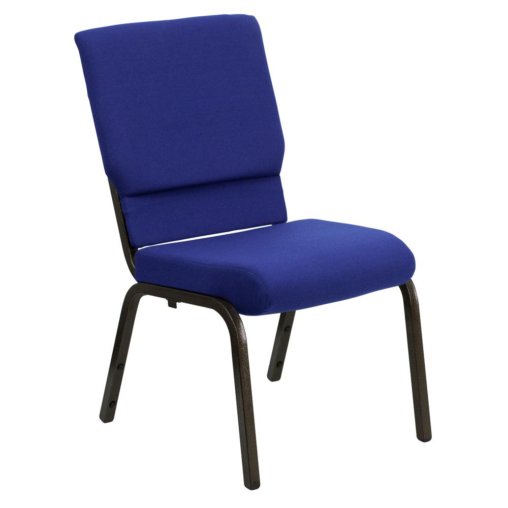 Hercules Series 18.5''W Stacking Church Chair In Navy Blue Fabric - Gold Vein Frame By Flash Furniture | Side Chairs | Modishstore - 1